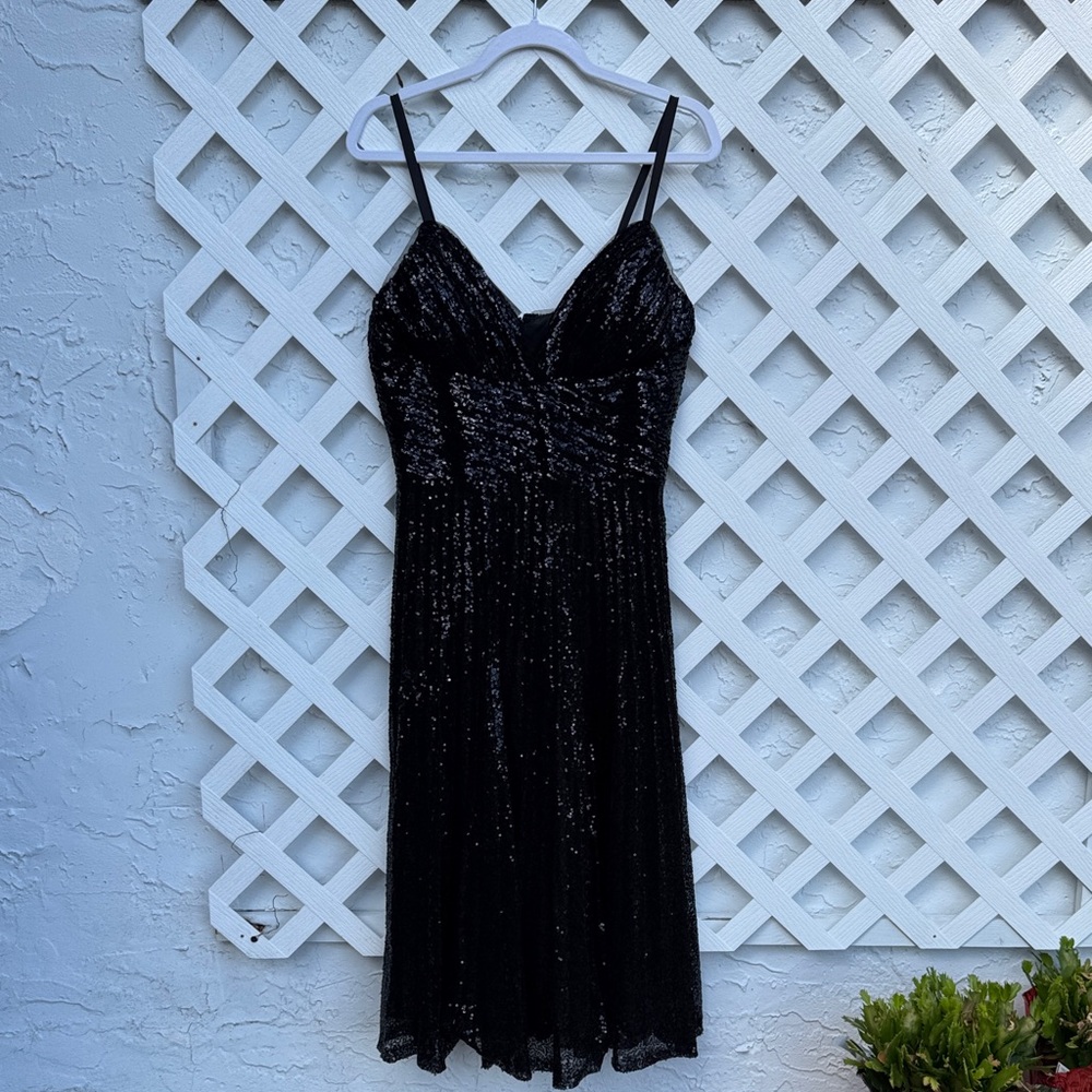 Unique Vintage Black Sequin Midi Dress